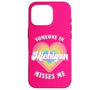 Quelqu'un dans Le Michigan me Manque Heart Retro Groovy Coque pour iPhone 16 Pro