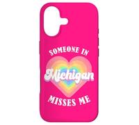Quelqu'un dans Le Michigan me Manque Heart Retro Groovy Coque pour iPhone 17