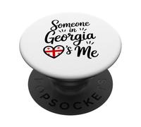 Quelqu'un en Géorgie M'aime Drapeau Géorgien Amour PopSockets PopGrip Adhésif