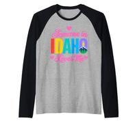 Quelqu'un en Idaho m'aime Mountain Forest State Love Manche Raglan