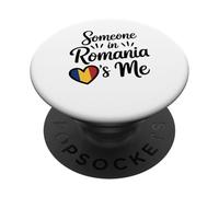 Quelqu'un en Roumanie M'aime Coeur Drapeau Roumain PopSockets PopGrip Adhésif