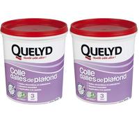 Quelyd Colle Dalles de Plafond Polystyrène - Colle en Pâte Prête à l'Emploi pour Dalles, Poutres, Moulures et Panneaux Isolants Légers - Intérieur - Sans Solvant - Blanc - Seau de 1 kg (3 m²)