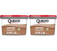 Quelyd Colle Liège Murale Pâte - Dalles et Rouleaux - Intérieur - Pièces Non-Humides - Application Murale Directe - Pot de 5 kg (Lot de 2)