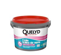 Quelyd Colle Toiles de Verre - Colle Avec Indicateur Coloré - Prête à l'Emploi - Tous Supports Muraux - Toutes Pièces dont Cuisines et Salles de Bain - Sans Solvant - Pot de 5 kg (25 m²)