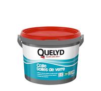 Quelyd Colle Toiles de Verre - Colle Fibres de Verre Prête à l'Emploi - Tous Supports Muraux - Toutes Pièces dont Cuisines et Salles de Bain - Sans Solvant - Pot de 5 kg (25 m²)
