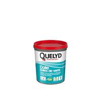 Quelyd Colle Toiles de Verre - Colle Fibres de Verre Prête à l'Emploi - Tous Supports Muraux - Toutes Pièces dont Cuisines et Salles de Bain - Sans Solvant - Pot de 1 kg (5 m²)