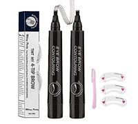 QUEMISS Stylo De Sourcil, Crayon à Sourcils 4 Points, Stylo à Sourcils Microblading, Sourcils Naturels De Maquillage Durable, Couvrir Les Zones Clairsemées, Avec Cadeau