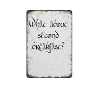 Qu'en est-il du deuxième petit-déjeuner ? Art mural numérique en métal instantané, plaque, affiche, vintage, cadeau pour chambre, aluminium, décoration amusante et créative, bar, 20,3 x 30,5 cm