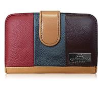 Quenchy London Portefeuille Femme en Cuir Véritable, Blocage RFID et NFC, 2 Sections Monnaie Zippées, 5 Séparations Pièces, Portemonnaie avec 6 Emplacements pour Cartes de Crédit 14x10x3cm - QL841