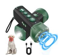 Quenxiyu Dispositif anti-aboiement 6 en 1 pour chiens, colliers d'écorce de dressage, silencieux d'aboiement rechargeable de 15,2 m avec 4 ports d'émission ultrasonique et lampe de poche (vert)