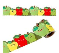 Quera Autocollants festonnés pour tableau d'affichage Motif pommes vertes jaunes rouges Fruits découpés pour salle de classe Décoration murale pour la rentrée scolaire, le premier jour d'école 11 m