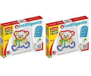 Quercetti - 2122 FantaColor Basic D.10, Loisir Créatif - Jeu de Mosaïque (Lot de 2)