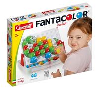 Quercetti Fantacolor Junior 48 Mosaique Enfant 3D à Gros Boutons, Loisir Creatif Enfant, Valisette Portable, 16 Cartes Modèles Activités Manuelles 3 Ans, Motricité Fine Cadeau Fille 4 Ans Jeu 5 Ans