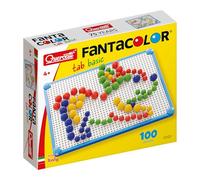 Quercetti FantaColor Tab Basic, Kit 100 Pions en 2 diamètres, Mosaique Loisir Creatif, Tablette Enfants Dessin, Jeu de Voyage Educatif, Jouet Fille 4 Ans, Activité Manuelle Enfant