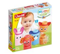 Quercetti MOMY Soft Happy Animals - Jouet Éducatif Bébé 6-36 Mois, Animaux Souples Sensoriels et Colorés