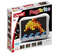 Quercetti Peg Brite Mosaïque Lumineuse LED Enfant 3+ Tablette Dessin Lumineuse, Activité Manuelle Enfant 3 Ans Cadeau Fille 4 Ans Anniversaire Lampe Décorative Chambre Enfant, 120 Pions Transparents