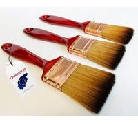 Quercos Set de pinceaux Plats - 3 Tailles 30 mm, 40 mm, 50 mm - sans Perte de Poils - Pinceaux à Peinture Professionnels Parfaits pour Peinture, Vernis, lasures et colles - Pinceaux Evo-Fibre.
