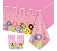QUERICKY 2 Paquets de nappes à Beignets, 220x130cm Donut Rectangle Table Cover, Décorations sur Le thème des Beignets pour Les fêtes d'anniversaire des Enfants, fêtes Donut Grow Up, fêtes Sweet One