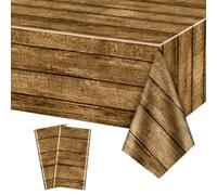 QUERICKY 2 Paquets De Nappes De FêTe Western, 220x137cm Maison en Bois De L'Ouest, Couverture De Table De Porte De Grange pour Une FêTe à ThèMe Western, DéCorations d'anniversaire d'enfants