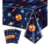 QUERICKY 4 Paquets de nappes de fête de l'espace, nappes de Table pour Le système Solaire, 130x220cm Planet Nappes pour Les Enfants, décor d'anniversaire sur Le thème de l'espace, étoiles et Galaxie