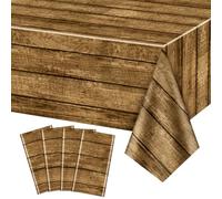 QUERICKY Nappes De FêTe Western, 220x137cm Maison en Bois De L'Ouest, Couverture De Table De Porte De Grange pour Une FêTe à ThèMe Western, DéCorations d'anniversaire d'enfants (4)