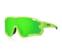Queshark Lunettes de Soleil Sports Polarisées pour Hommes Femmes Cyclisme Course Pêche Golf Moto UV400 Lunettes 4 Objectif Interchangeable (Vert)