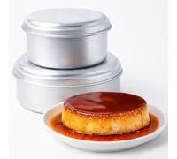 Quesillera Venezolana con Tapa Molde - Lot de 2 moules à tarte traditionnels en aluminium avec couvercle pour quesillo, cheesecake, caramel et pudding - Deux tailles disponibles (2 L et 1,2 L)