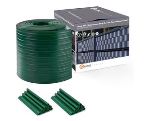 Quest Bandes brise-vue pour panneaux double fil - En PVC - 26 m x 19 cm - 900 g/m² - Vert RAL 6005 + 20 clips - Pour jardin, balcon, terrasse