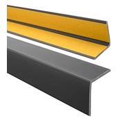 Quest Cornière PVC 40x40mm - Profilé d’Angle de Protection autoadhésif, Souple, Baguette pour rebords et Coins - Gris foncé, 90cm