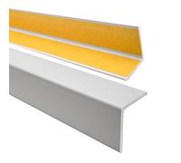 Quest Cornière PVC 40x40mm - Profilé d’Angle de Protection autoadhésif, Souple, Baguette pour rebords et Coins - Gris Clair, 180cm