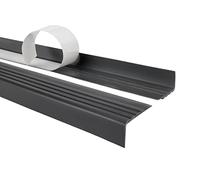 Quest Nez de marche autocollant 30 x 27 mm en PVC, profilé antidérapant pour escalier, RM - gris foncé, 100 cm