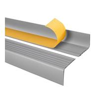 Quest Nez de marche autocollant en plastique PVC, profilé d'angle antidérapant, 50 x 42 mm, argenté, 200 cm