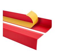 Quest Nez de marche autocollant en plastique PVC, profilé d'angle antidérapant, 50 x 42 mm, rouge, 150 cm