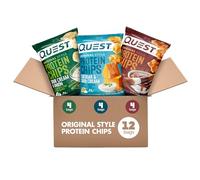 Quest Nutrition Lot de 12 chips protéinées (barbecue, cheddar et crème sure, crème sure et oignon), riches en protéines, faible teneur en glucides, 31,2 g