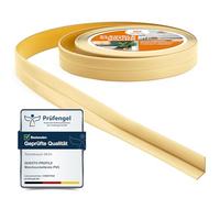Quest Plinthe Souple Autoadhésive - 10 mm x 10 mm - Bande de finition en PVC pour cuisine, salle de bain - Bande d'étanchéité Flexible, Etanche, Décorative - 5 mètres - Crème