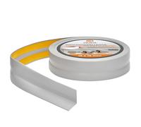 Quest Plinthe Souple Autoadhésive - 15 mm x 15 mm - Bande de finition en PVC pour cuisine, salle de bain - Bande d'étanchéité - Flexible, Etanche, Décorative (Gris, 15m)