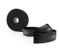 Quest Profil de transition 70 mm de raccord en PVC sans bande adhésive, couvre-joint, Plinthe de sol, profil de sol pour intérieur - Flexible, Plat (Noir, 1m)