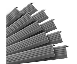 QUEST Profilé de nez de marche autocollant en PVC avec rainures antidérapantes 40 x 25 mm (gris foncé, 10 x 100 cm)
