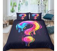 Question Mark Art Ensemble De Literie Léger Microfibre résistante 3 Pièces 3D Effet Vibrant Liquid Style Linge de Lit avec Fermeture Éclair Douce for Chambre de Adolescents King（220x240cm）