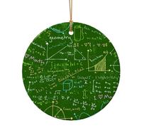 Question mathématique - Décoration de Noël ronde - 7,3 cm - Pendentif de Noël en céramique à suspendre pour sapin de Noël - Décoration d'intérieur et d'extérieur