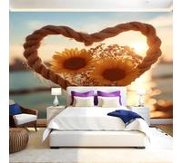 Questions D'Amour Papier Peint 300x210 cm Fleurs Coucher de soleil Tournesol Panoramique 3D Poster Geant Mural Photo Muraux Pour Salon Chambre à Coucher Maison Décoration Intérieure Moderne
