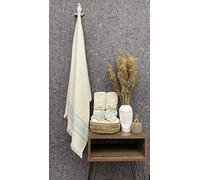 Questo Casa Serviette de Bain, Serviette de Plage, 16/1 en Bambou, Motif Aphrodisie, Tissage Jacquard, séchage Rapide, 330 g/m², 80 x 150 cm, 1 pièce, Naturel, Menthe