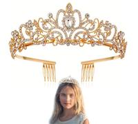 Questran Couronne de mariage, Diadème Cristal Couronne, Princesse Crown Anniversaire, Cristal Diademe Femme et Fille, pour Anniversaire, Mariage, Spectacle, Danse Parties Festival (Or)