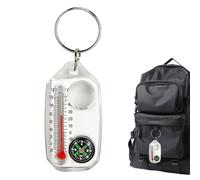 Quesuc 1 Pièce Boussole Pour Enfants Fonctionnelle 3-En-1 Comme Thermomètre, Boussole, Loupe Porte-Clés Portable En Plastique Pour Camping, Randonnée, Voyage En Plein Air Blanc 5.8X3X1 Cm