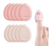Quesuc 10 Pièces Mini Houppettes À Poudre Et Éponges À Maquillage Huda Beauty Powder Houppettes En Textile Pour Fond De Teint, Correcteur Et Base Pads Triangulaires Blanc, Rose (3X4 Cm)