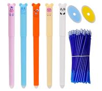 Quesuc 17 Pièces Stylo Gel Effaçable 0.5 Mm Kit 5 Stylos, 10 Mines, 2 Gommes Mignon Motif Ourson Plastique Pour Salle De xtra-Scolaire, Bureau Multicolore