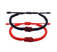 Quesuc 2 Pièces Bracelet Homme Femme,Cadeau Bracelet Pour Homme Femme,Cadeau Copain Noel Bracelet Bresilien Fil Bracelet Tibetain Porte Bonheur Bracelet Ado Garçon Cadeau Homme Origina(Noir Rouge)