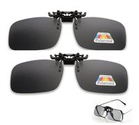 Quesuc 2 Pièces Clip Lunettes De Soleil Polarisées, Relevable Et Ultra Léger, Surlunettes De Soleil, Clip Solaire, Homme, Femme, Anti-Uv