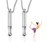 Quesuc 2 Pièces Collier De Respiration Pour Arrêter Pour Arrêter De Fumer,Chaîne Avec Sifflet,Anti Stress Respirant Acier Inoxydable Collier Pour Respiratoire Sans De L'Anxiété Soulagement