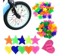 Quesuc 2 Sacs De Perles Rayons Vélo, Clips Rayons Vélo Colorés Décoration Velo Enfant Perles À Rayon Accessoires De Velo Plastique Boule Lumineuse Coulissante Étoile Cœur Fixe